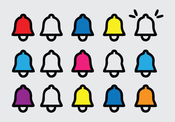 Colorful Bell Icons Notification, Alert, Reminder Symbols