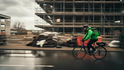 Urban Cyclist: Delivery Rider in Motion