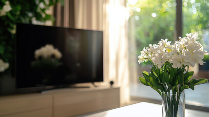 Front view of a living room during midday. 