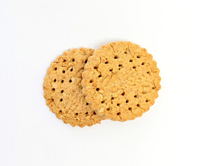 integral cookies top view on white background