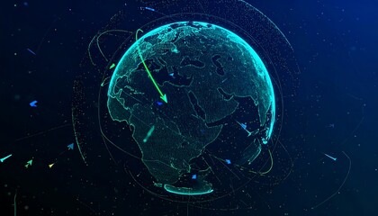 Naklejka premium Global Network of Connections: A Futuristic Representation of Earth