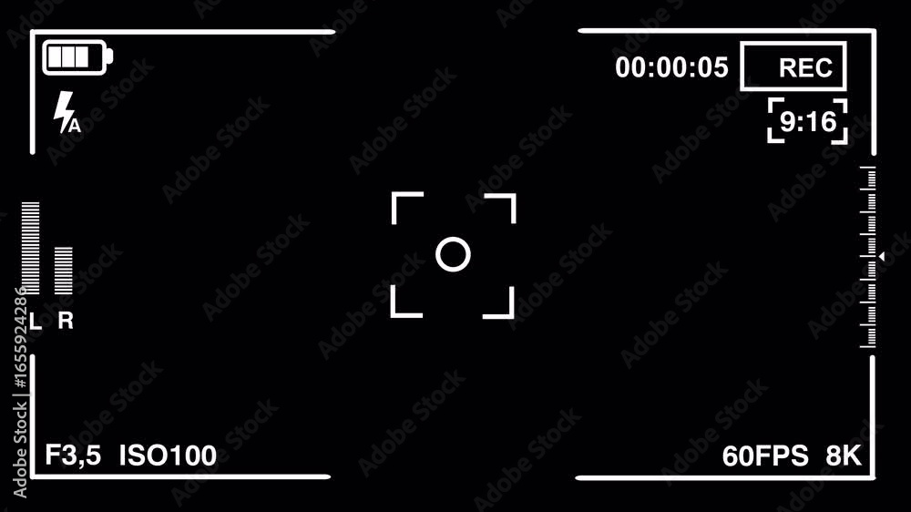 Aufkleber recording interface: black screen with camera overlay elements