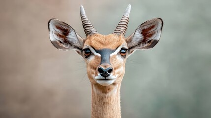 Close-Up Portrait of a Stunning Antelope with Distinctive Horns and Expressive Facial Features