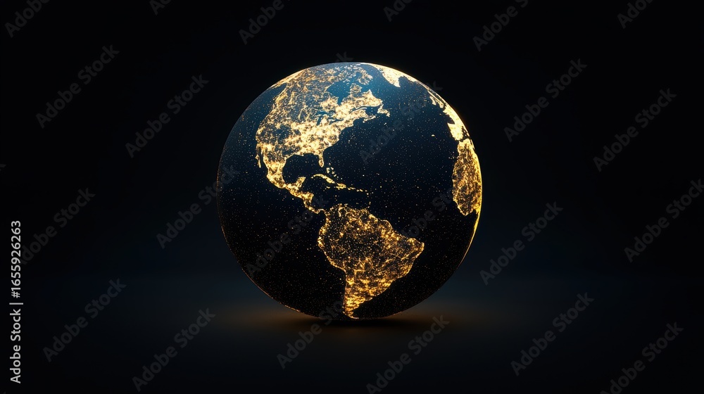 Poster globe global connectivity and networking 3d globe with glowing lines representing air traffic routes