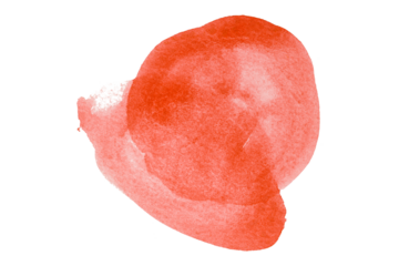 Red circle watercolor pattern isolated on transparent background.