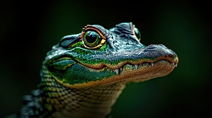 Fototapeta premium Colorful and Detailed Portrait of a Lively Reptile Facing the Camera in Natural Habitat