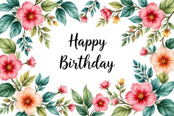Elegant Birthday Greeting Card with Floral Background and Happy Wishes