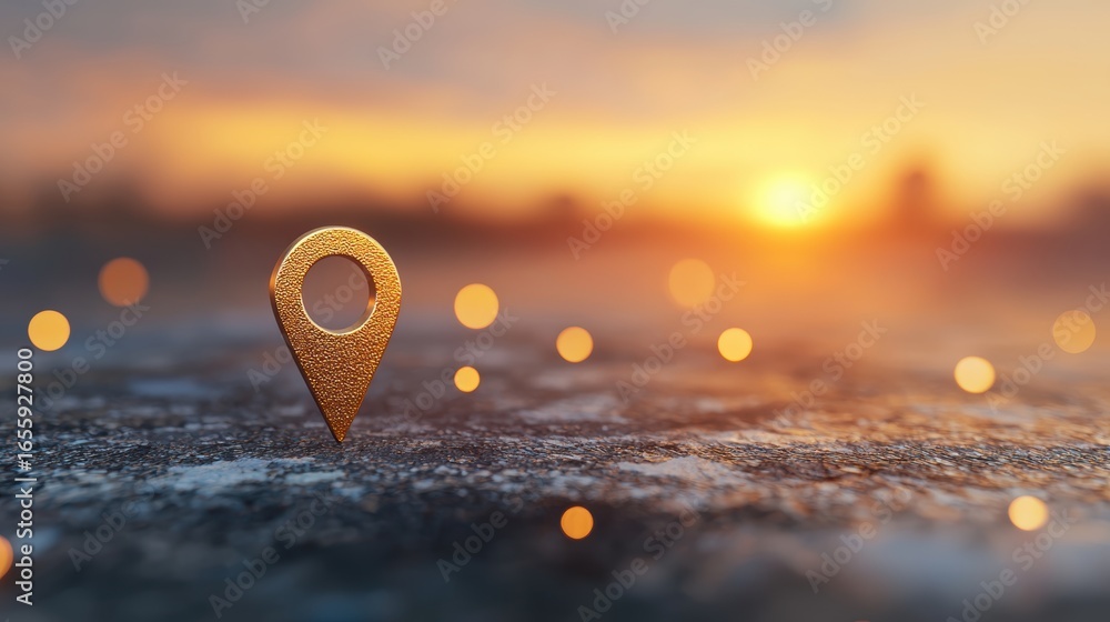 Poster 3d map pin realistic 3d map pin with a metallic texture, detailed and high quality render