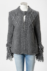 A grey sweater coat for ladies