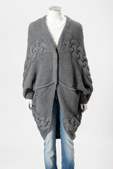 A grey sweater coat for ladies