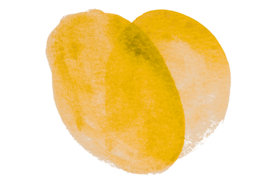 Yellow circle pattern watercolor isolated on transparent background