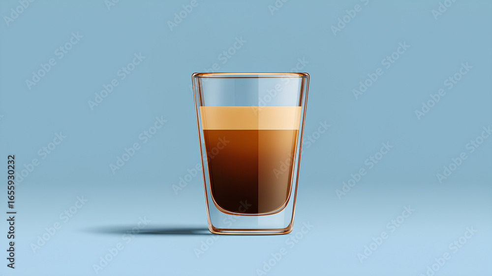 Poster mockup style clipart of espresso shot glass centered in frame with gradient background and white spa