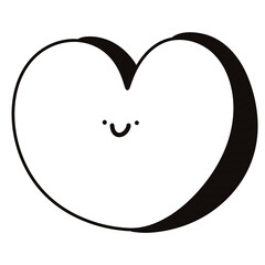 heart symbol. vector illustration of a heart. vector illustration of a heart with a stamp. line. blank heart. drawing heart. doodle. line art. drawing. out line. sketches. smiley face. cute cartoon.