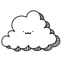 vector illustration of a cloud. cloud icon. line. doodle. line art. drawing. out line. sketches. cloud line. cartoon. cloud vector. smile face. cute cartoon.
