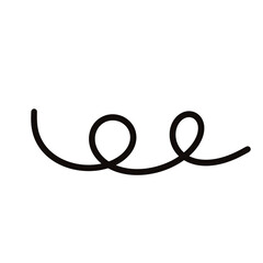 spiral string on a white. rope with knot. black and white. black arrow. red arrow on white background.