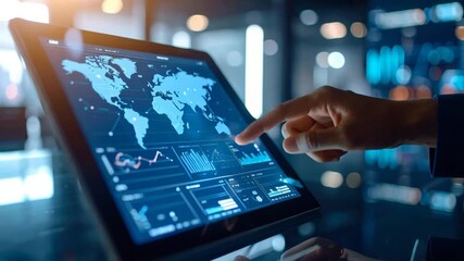 Business data analysis tablet interface - Powered by Adobe