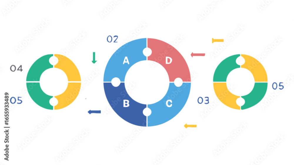 Poster Donut chart diagram infographic presentation circular process cycle data visualization template design vector