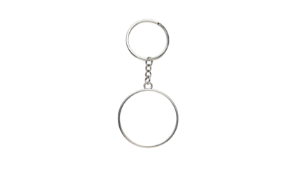 Keychain accessory with metallic silver ring simple decorative design isolated on white background