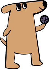 Cartoon dog holding a basketball, a playful illustration of a canine figure.