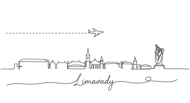 Limavady Line Art Skyline Plane Travel.