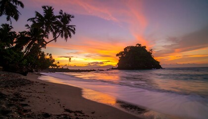 Tropical sunset over a tranquil beach
