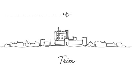 Obraz premium Trim Castle with Ireland Plane flies above.