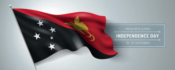 Papua New Guinea happy independence day greeting card, banner vector illustration