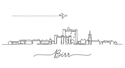 Obraz premium Birr Skyline Single line airplane art.