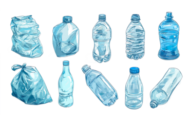 PNG Recycled Water Bottle in Blue Background