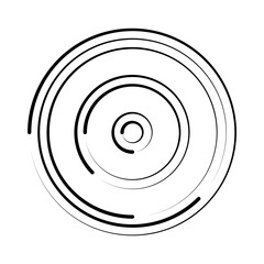 Halftone speed lines circle. Geometric art in circle form. Round swirl movement symbol. Halftone circular frame. Vector design element