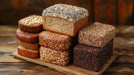 Freshly Baked Bread Loaves with Seeds and Grains – Artisan Bakery and Homemade Food Concept
