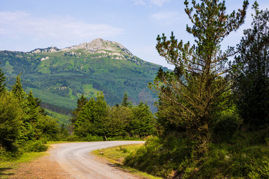 Summit of Lekanda in Gorbeia Natural Park from a Forest Path near Saldropo Marsh
