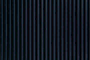 Vertical ridges and grooves define a dark corrugated metal wall with evenly spaced bolts. The rigid...