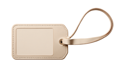 Blank luggage tag with strap isolated on a Transparent Background