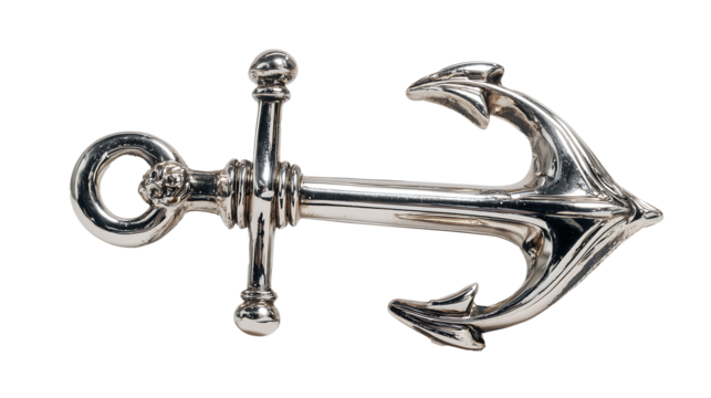 Classic metal ship's anchor isolated on a Transparent Background