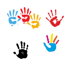 colorful hand print.set of colourful handprints 