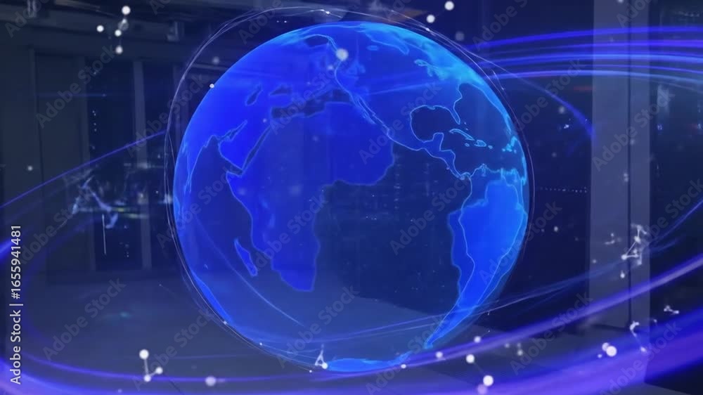 Aufkleber global network visualization showcasing world data and technological communication
