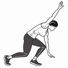 Woman doing lunge exercise for fitness and health, a vector illustration of a workout routine