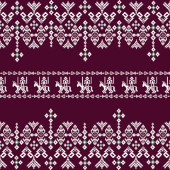 Pixel Seamless Fabric Pattern, Ethnic Pattern Design 