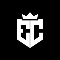 Obraz premium EC Vector image of a shield with a sharp geometric style and a pointed crown