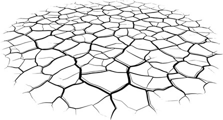 Distressed cracked earth texture, drought illustration, environmental damage, conceptual desert floor pattern design element © Ibnu Gazali