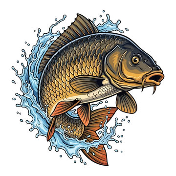 carp fishing illustration logo vector image t shirt