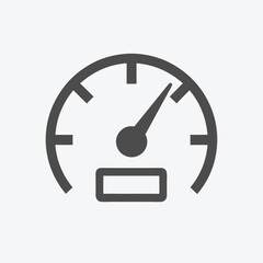 Black Speedometer Vector, Half Circle Indicator, Performance Gauge on White Background