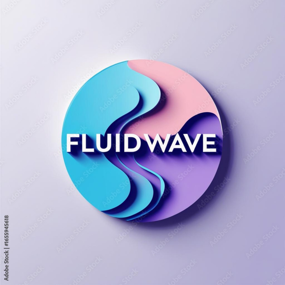 Poster abstract circle design with flowing layers in blue pink and purple creating dynamic visual interest 