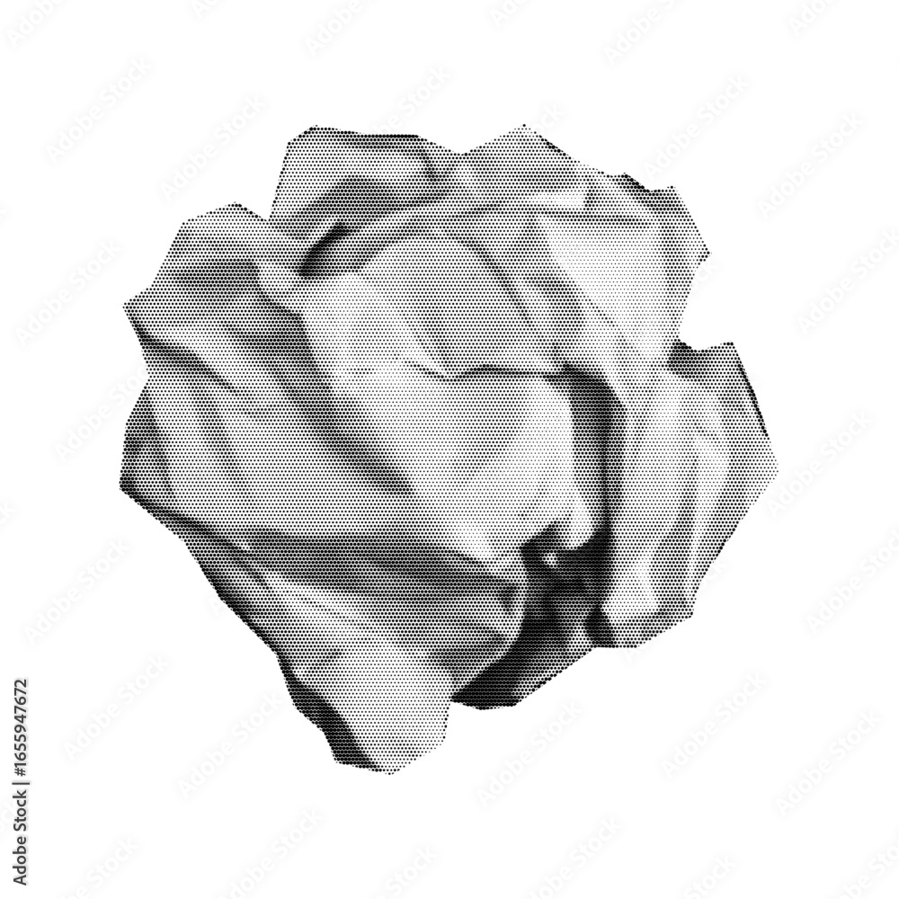 Aufkleber abstract dotted halftone crumpled paper ball isolated on transparent background. vector design eleme