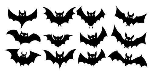 Collection of Silhouetted Bat Designs for Halloween Decor