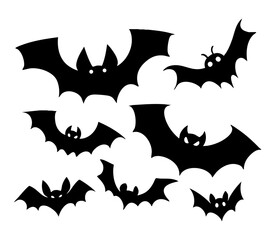 Playful cartoon bats in various flying poses