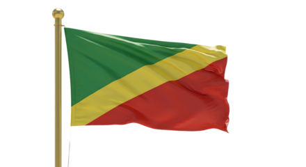Flag of the Republic of the Congo waving on flagpole with green yellow and red colors, symbol of national pride and independence