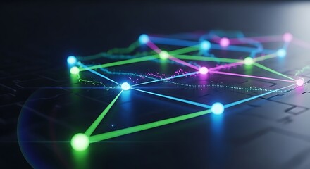 Obraz premium Dynamic Network Visualization, Technology, Digital Space, Illustration, Cyber Environment, Abstract Concept