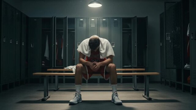 Athlete's Disappointment: Post-Game in Locker Room